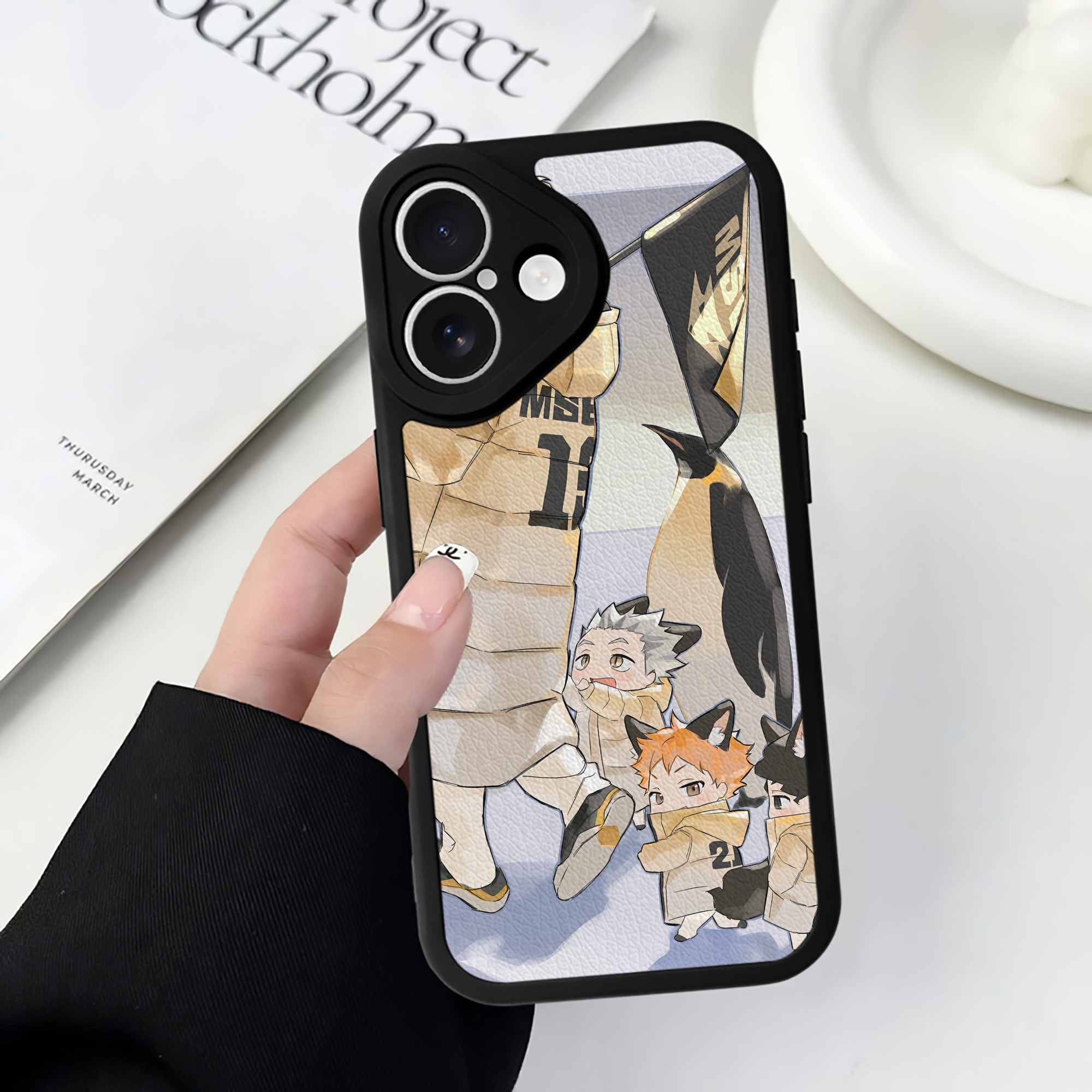 （画像用） ハイキュー!! Haikyu!! 【iPhone 16シリーズ対応】シリコンスマホケース（レザー調） 材質：シリコン